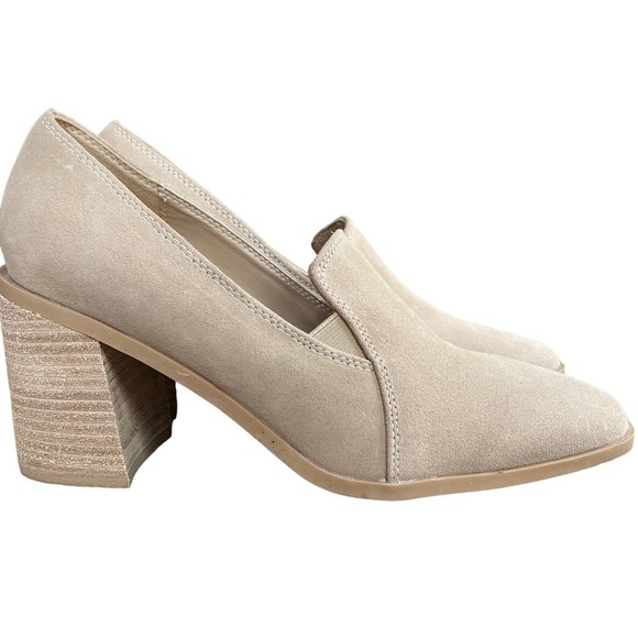 JOIE Size 8.5 Wevenly Suede Block Heel Closed Toe Shoes Tan New With Flaw - Picture 1 of 8